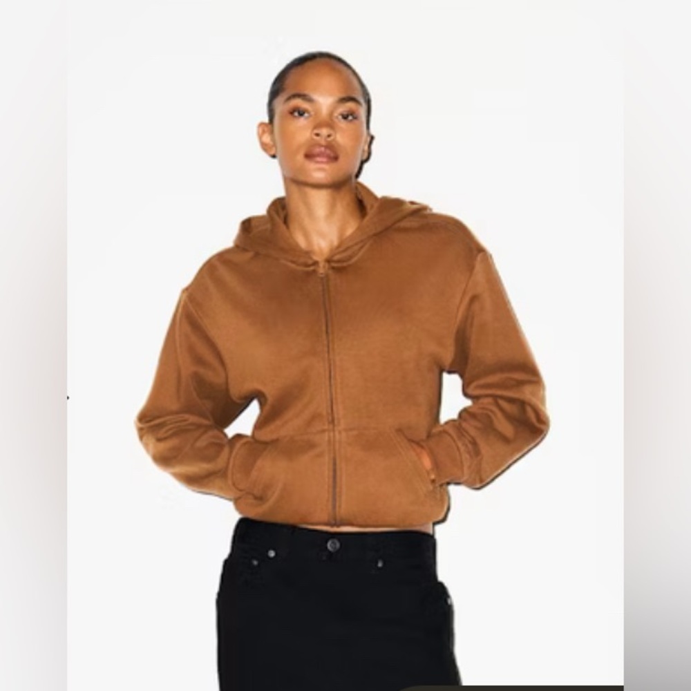 SKIMS COTTON FLEECE ZIP UP HOODIE IN 🦬 BISON SIZE SMALL BNWT IN PACKAGING